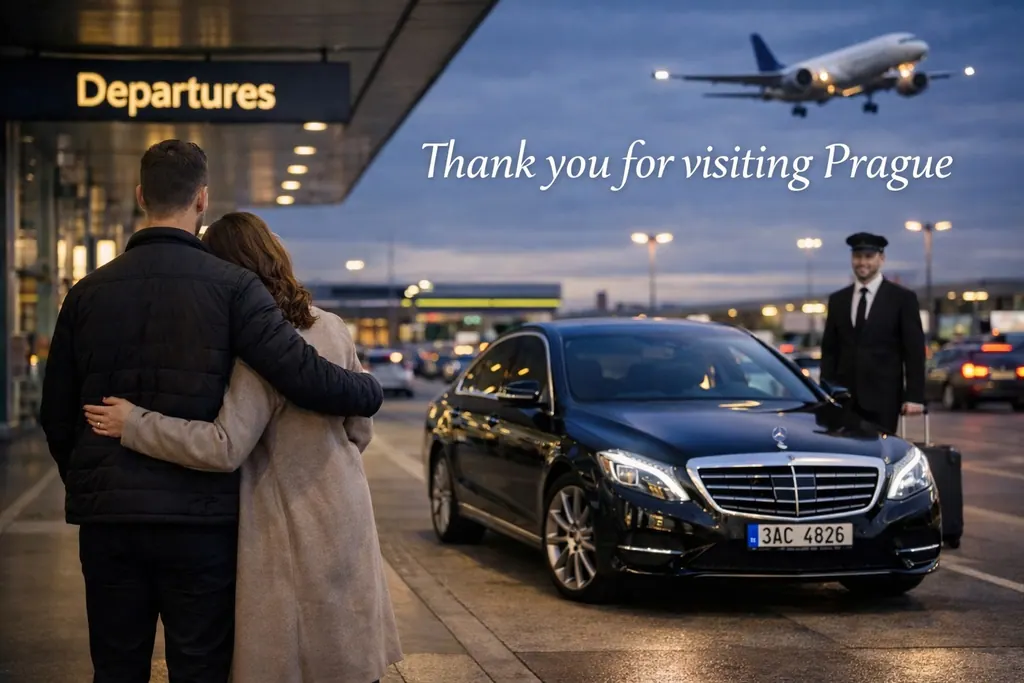 VIPCT vehicle at Prague Airport departure terminal