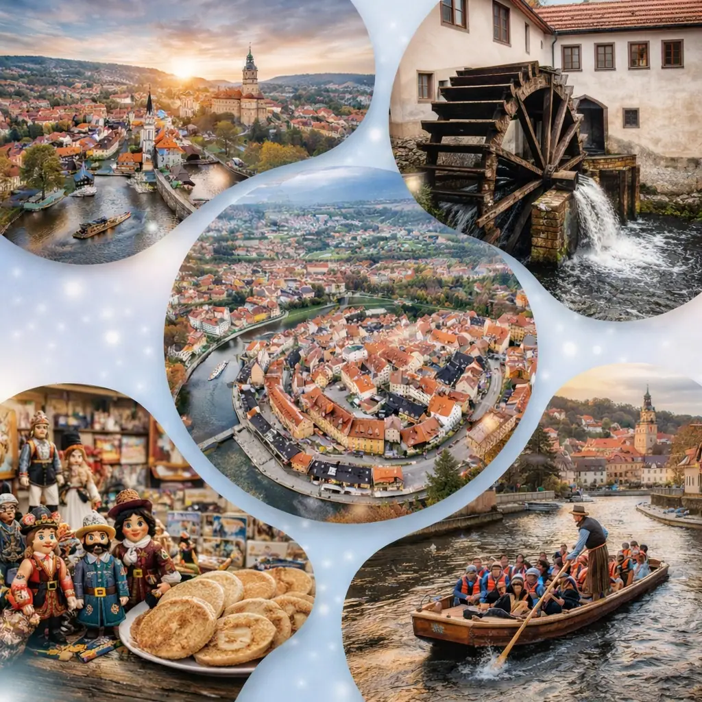 Český Krumlov castle and old town from above